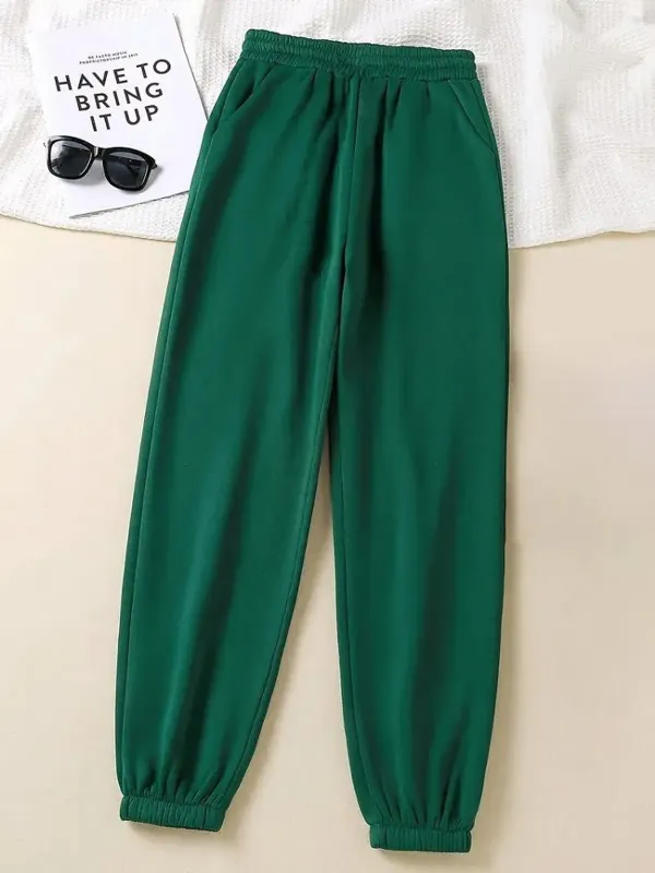 Green_Premium_Cotton_And_Polyester_Joggers_For_Women