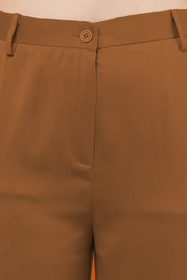 Brown_Premium_Polyester_Wide_Leg_Formal_Trousers_For_Women
