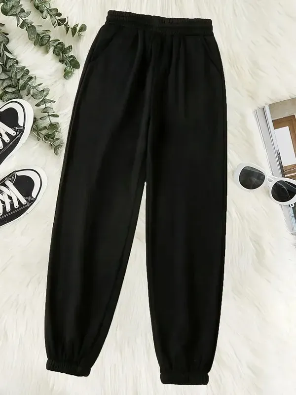 Black_Premium_Cotton_And_Polyester_Joggers_For_Women