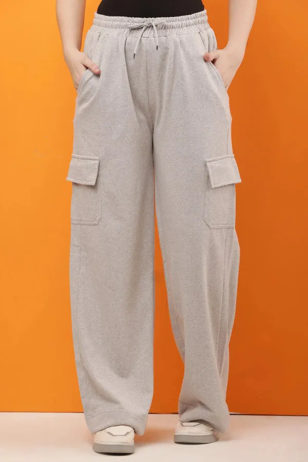 Grey_Premium_Cotton_French_Terry_Cargo_Pants_For_Women