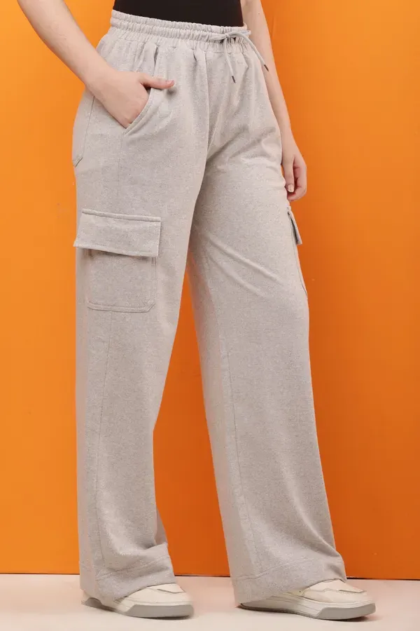 Grey_Premium_Cotton_French_Terry_Cargo_Pants_For_Women