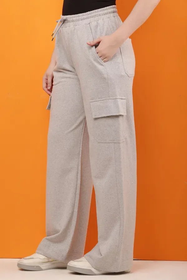 Grey_Premium_Cotton_French_Terry_Cargo_Pants_For_Women