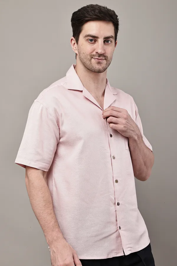 Pink_Premium_Linen_Short_Sleeve_Shirt_For_Men