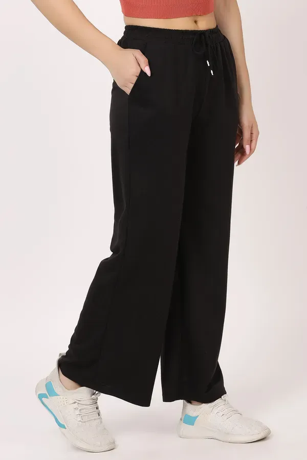 Black_Premium_Cotton_And_Polyester_Casual_Trousers_For_Women