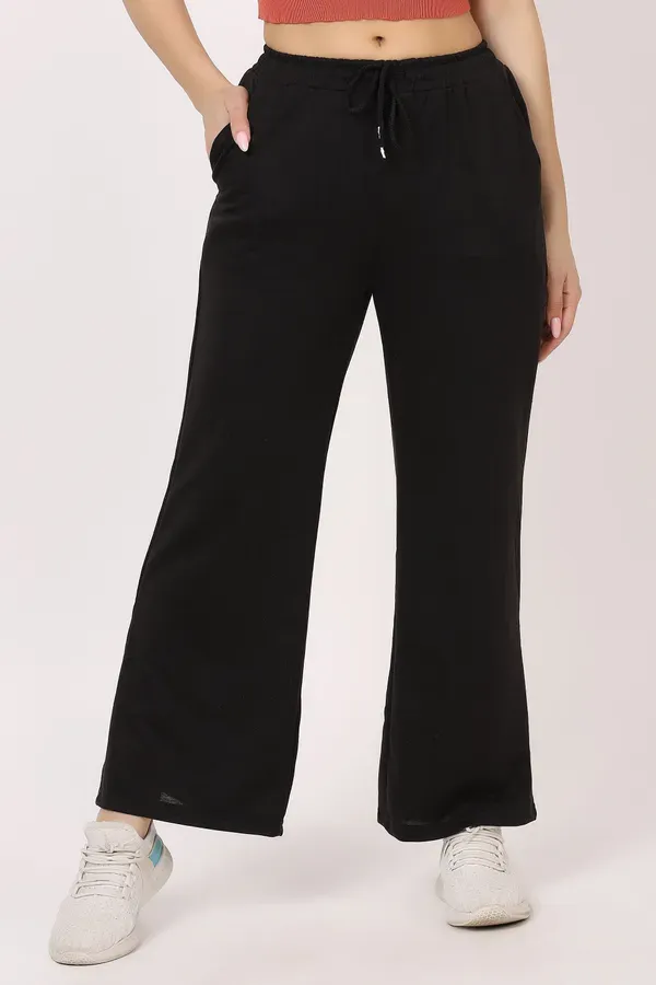 Black_Premium_Cotton_And_Polyester_Casual_Trousers_For_Women