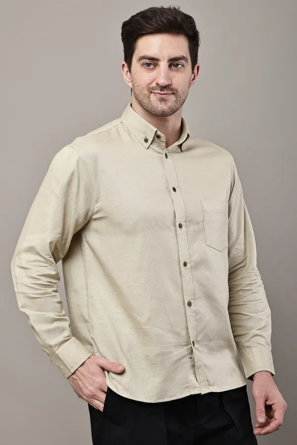 Beige_Premium_Linen_Button-Down_Collar_Shirt_For_Men