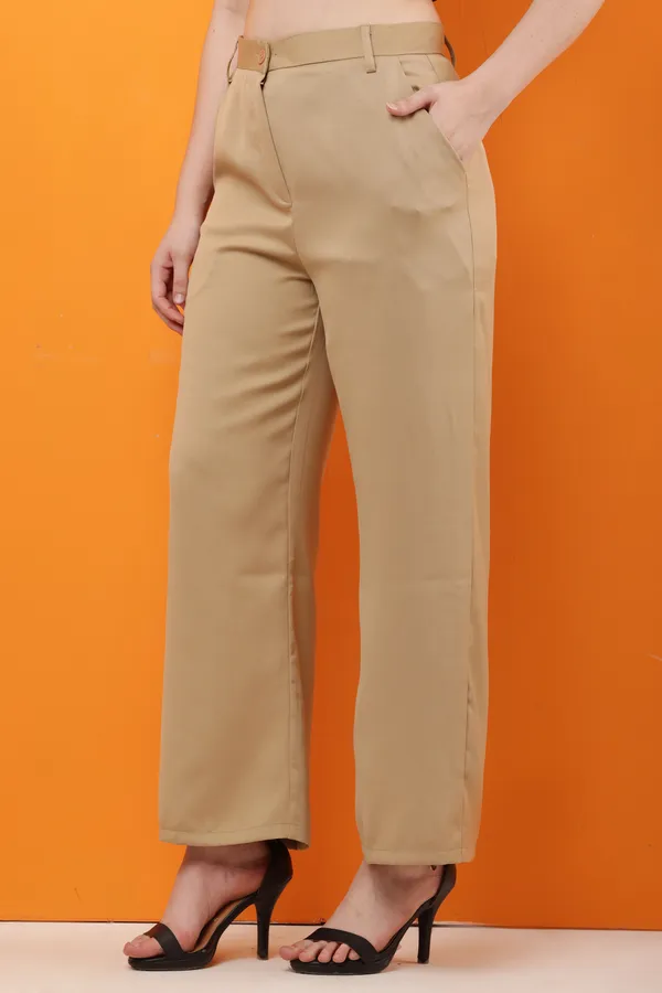 Beige_Premium_Polyester_Straight_Fit_Trousers_For_Women