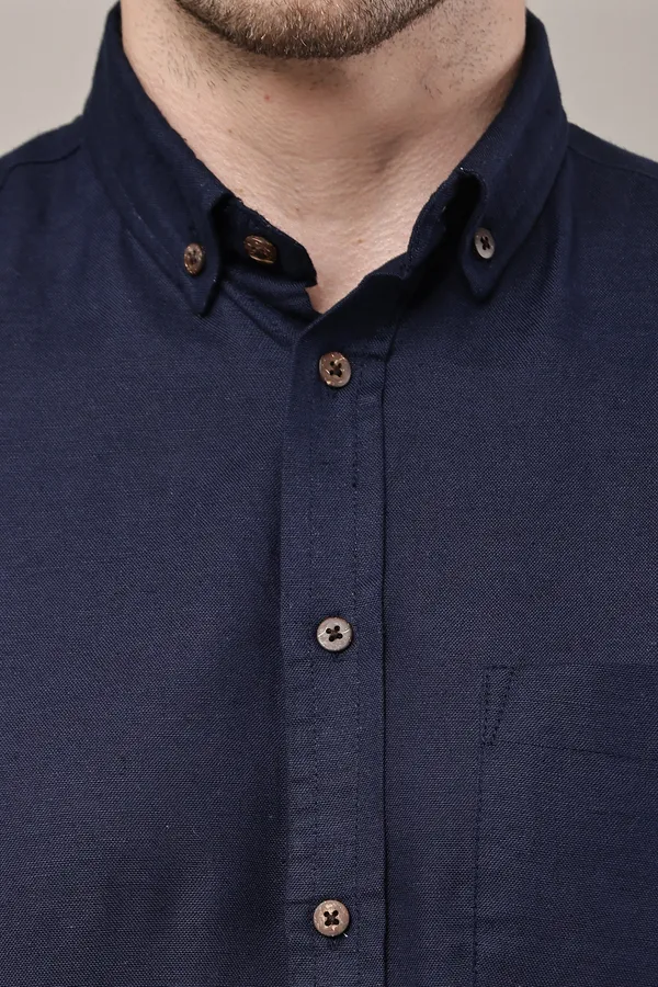 Navy_Blue_Premium_Linen_Button-Down_Shirt_For_Men