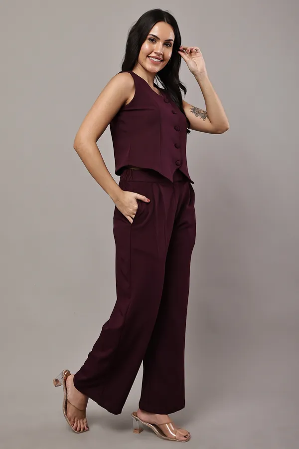 Maroon_Premium_Cotton_Twill_Vest_And_Palazzo_Set_For_Women