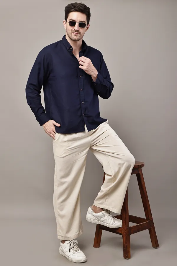 Navy_Blue_Premium_Linen_Button-Down_Shirt_For_Men