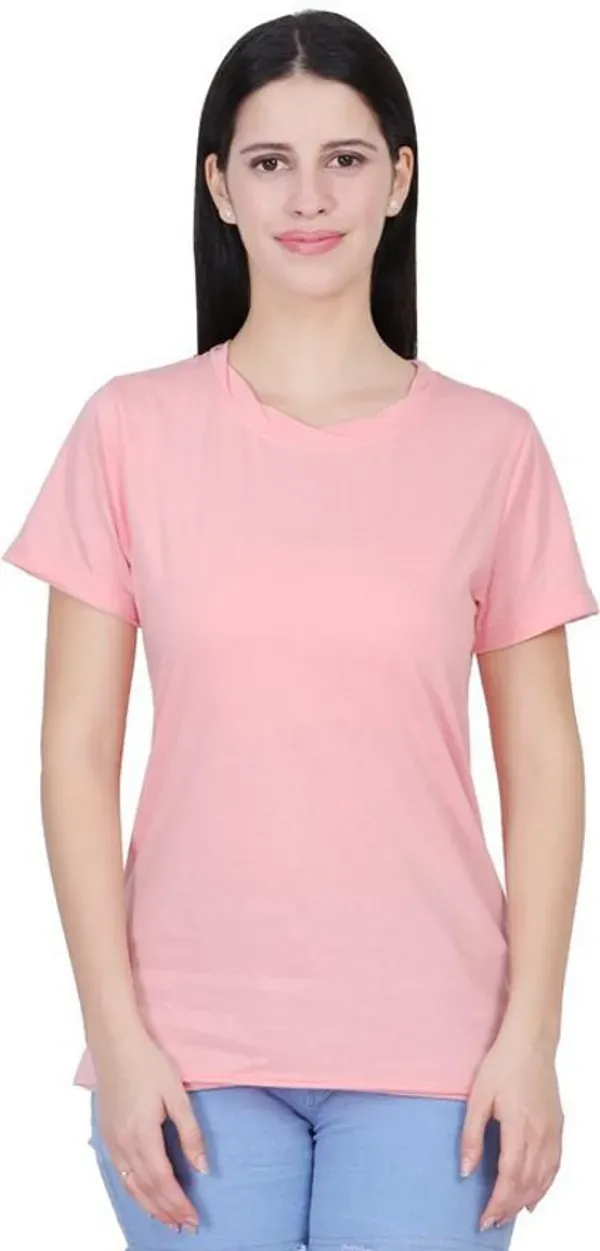 Pink_Premium_Cotton_And_Polyester_T-Shirt_For_Women