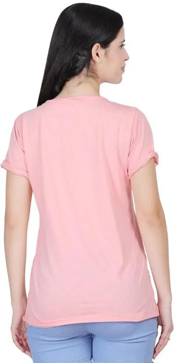 Pink_Premium_Cotton_And_Polyester_T-Shirt_For_Women