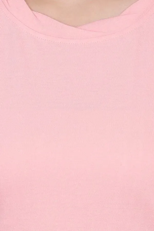 Pink_Premium_Cotton_And_Polyester_T-Shirt_For_Women