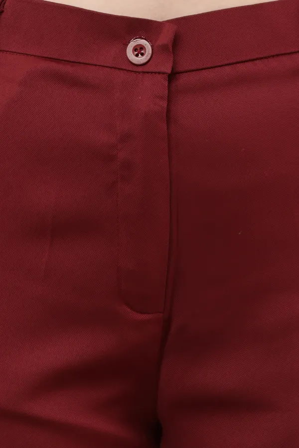 Maroon_Premium_Polyester_Formal_Wide_Leg_Trousers_For_Women
