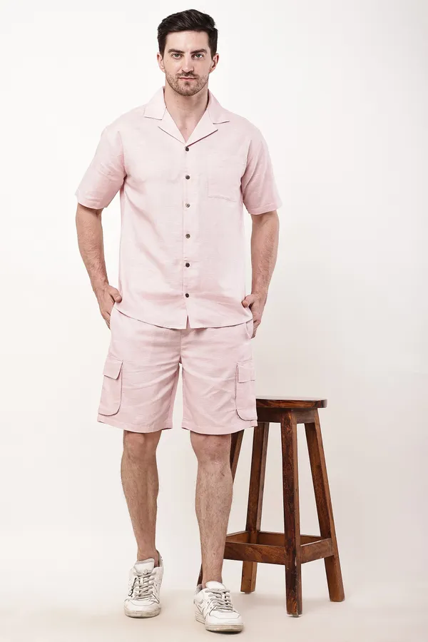 Pink_Premium_Linen_Short_Sleeve_Co-Ord_Set_For_Men