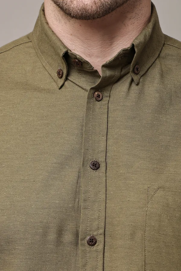 Olive_Green_Premium_Linen_Full_Sleeve_Shirt_For_Men