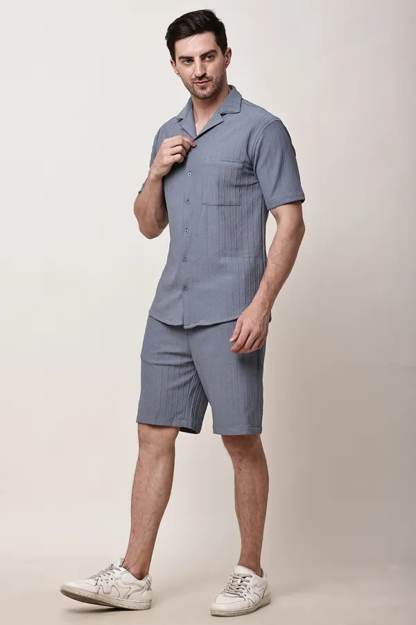 Grey_Premium_Texture_Polyester_Shirt_And_Shorts_Lounge_Set_For_Men