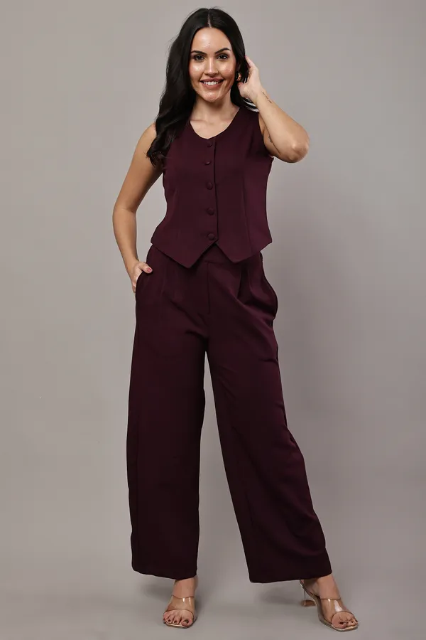 Maroon_Premium_Cotton_Twill_Vest_And_Palazzo_Set_For_Women