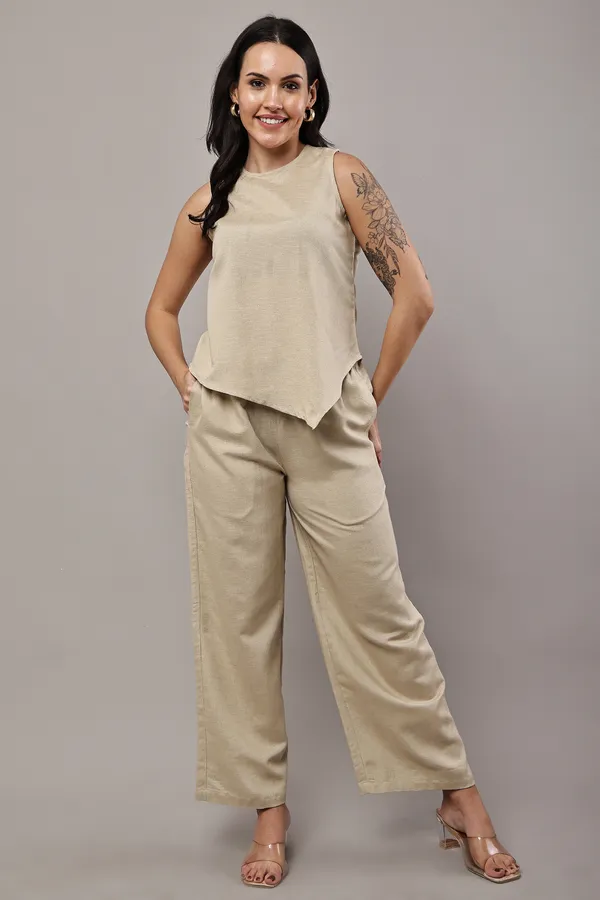 Beige_Premium_Rayon_Straight_Fit_Co-Ord_Set_For_Women