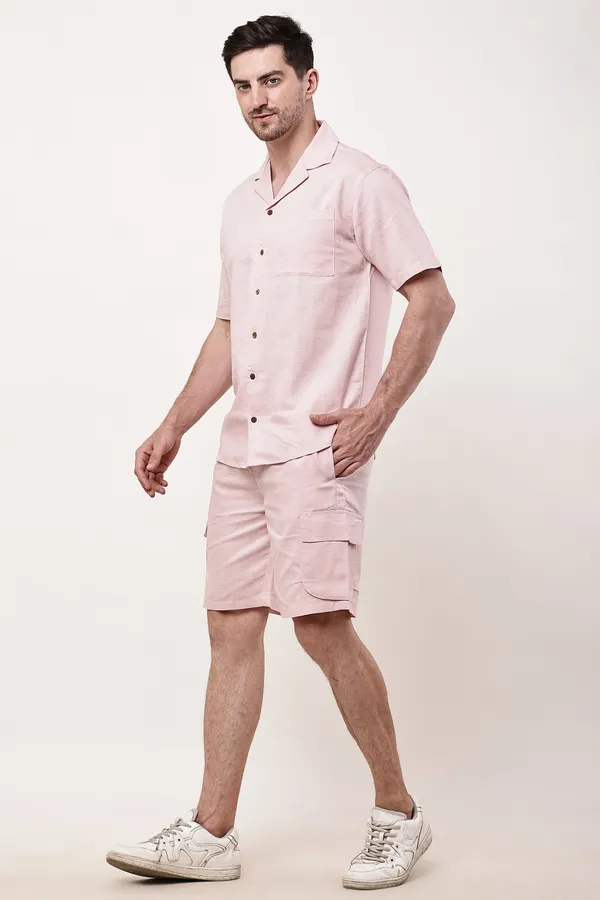 Pink_Premium_Linen_Short_Sleeve_Co-Ord_Set_For_Men