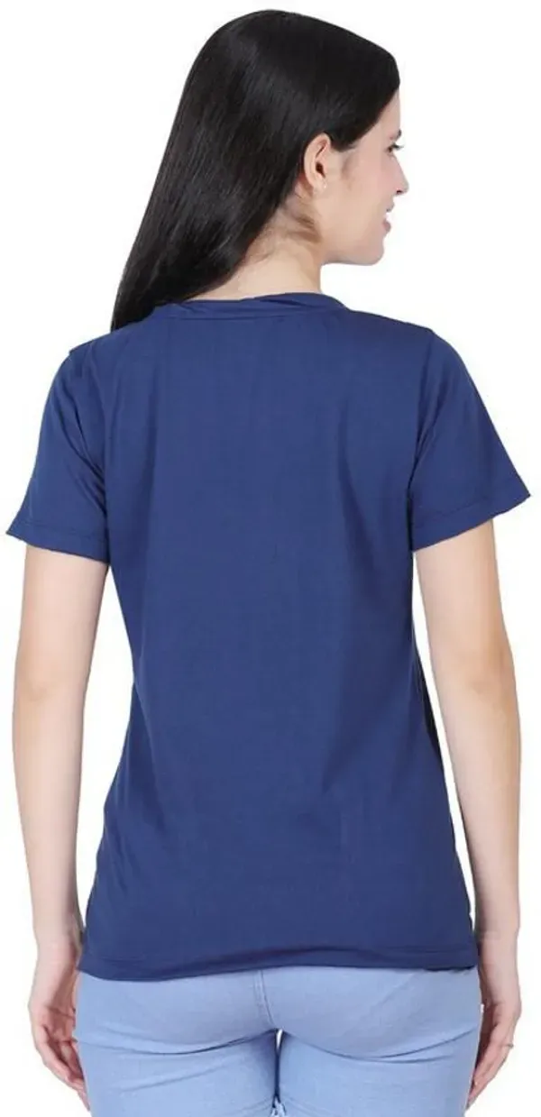 Dark_Blue_Premium_Cotton_And_Polyester_T-Shirt_For_Women