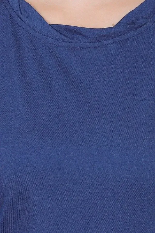 Dark_Blue_Premium_Cotton_And_Polyester_T-Shirt_For_Women