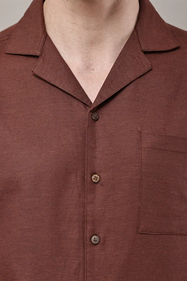 Brown_Premium_Linen_Camp_Collar_Shirt_For_Men