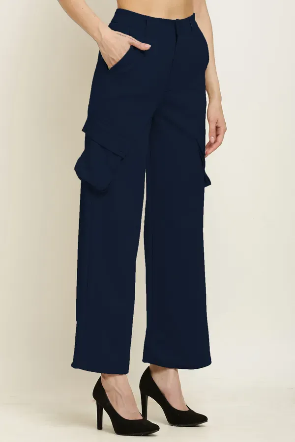 Blue_Premium_Cotton_And_Polyester_Cargo_Pants_For_Women