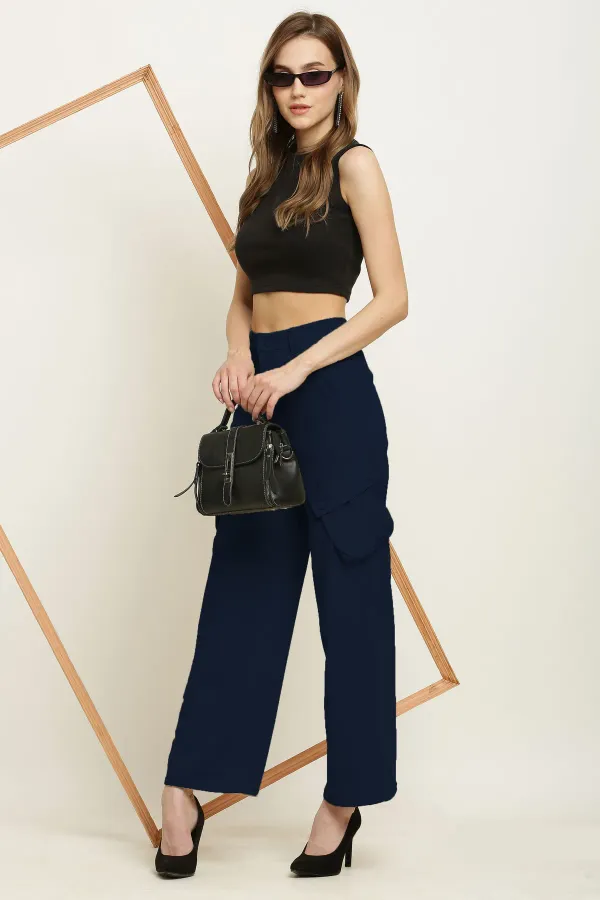 Blue_Premium_Cotton_And_Polyester_Cargo_Pants_For_Women