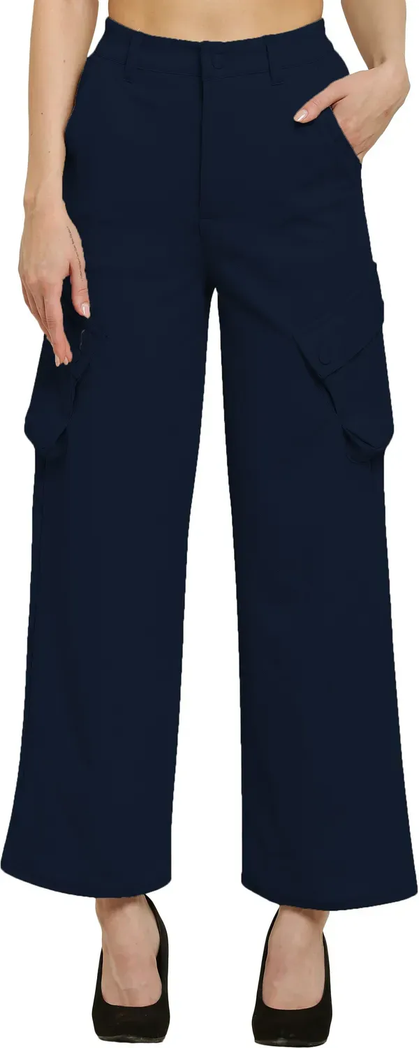Blue_Premium_Cotton_And_Polyester_Cargo_Pants_For_Women