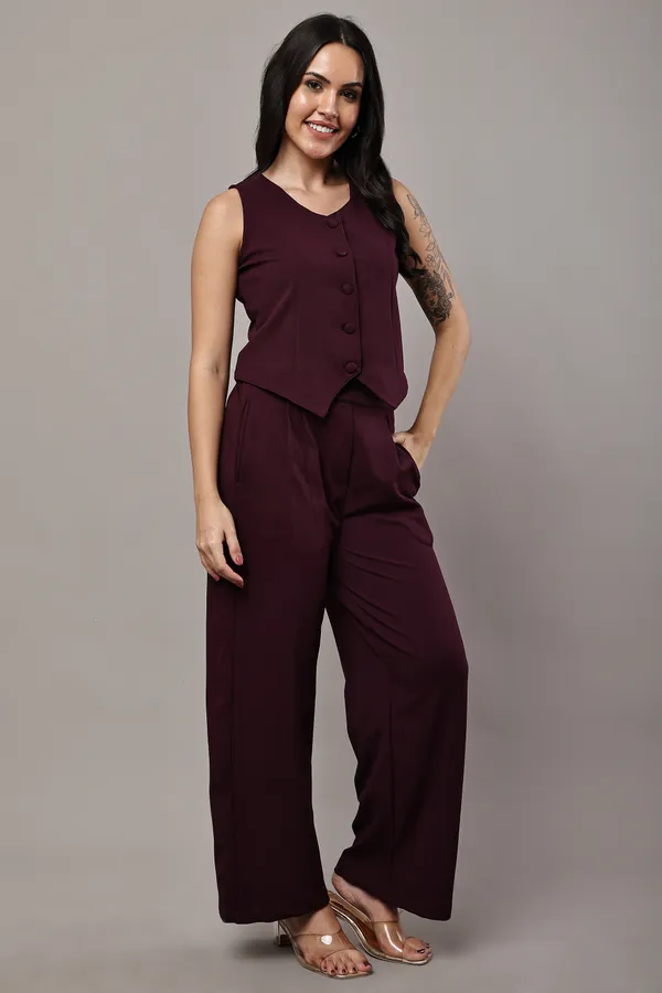 Maroon_Premium_Cotton_Twill_Vest_And_Palazzo_Set_For_Women