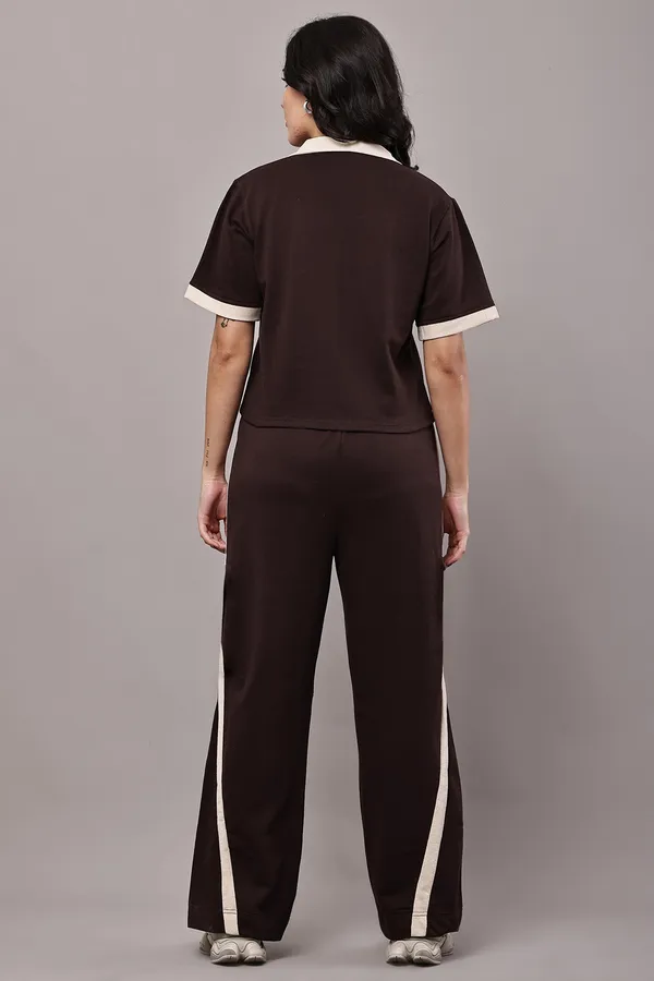 Brown_Contrast_Collar_Polo_Top_and_Wide_Leg_Pants_Co-ord_Set_for_Women