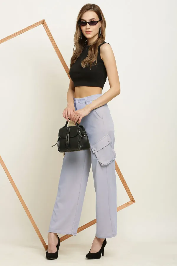 Light_Blue_Premium_Cotton_And_Polyester_Cargo_Pants_For_Women