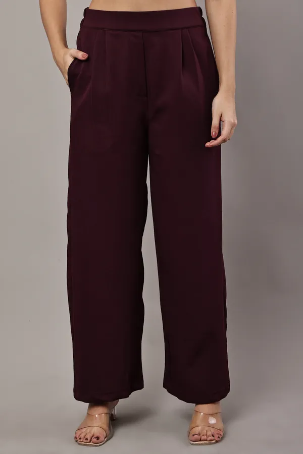 Maroon_Premium_Cotton_Twill_Vest_And_Palazzo_Set_For_Women