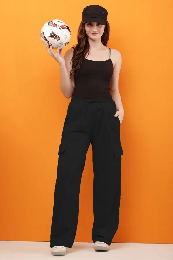 Black_Premium_Cotton_Cargo_Pants_For_Women