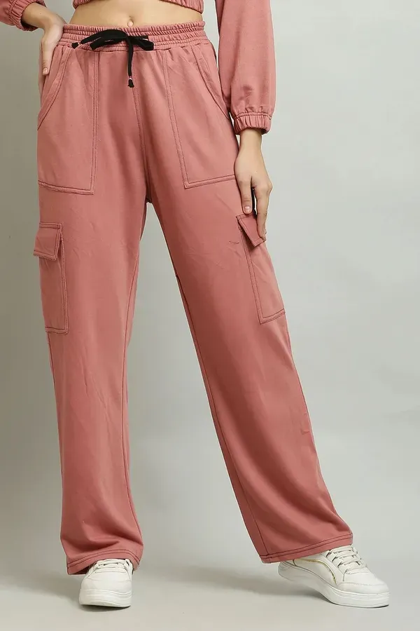 Pink_Premium_Cotton_And_Polyester_Cargo_Pants_For_Women