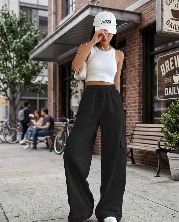 Black_Premium_Cotton_French_Terry_Wide_Leg_Pants_For_Women