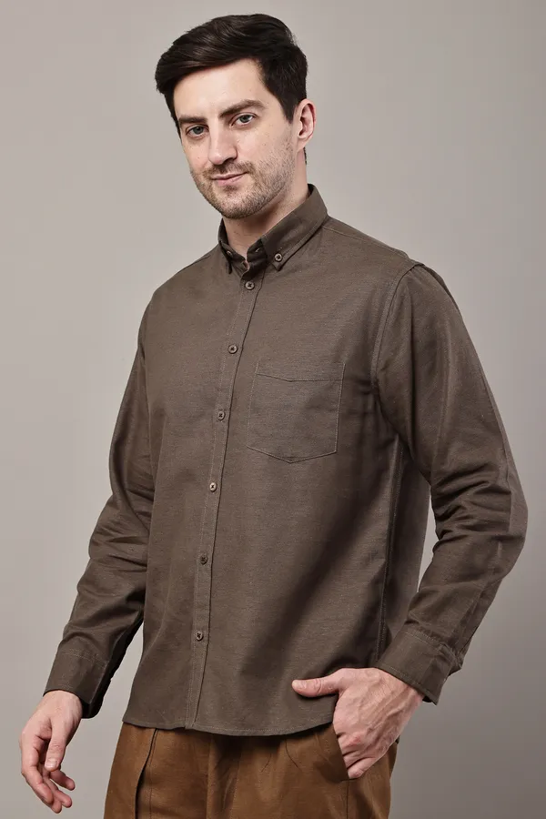 Brown_Premium_Linen_Slim_Fit_Casual_Shirt_For_Men