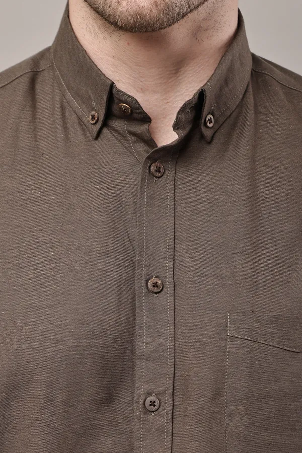 Brown_Premium_Linen_Slim_Fit_Casual_Shirt_For_Men