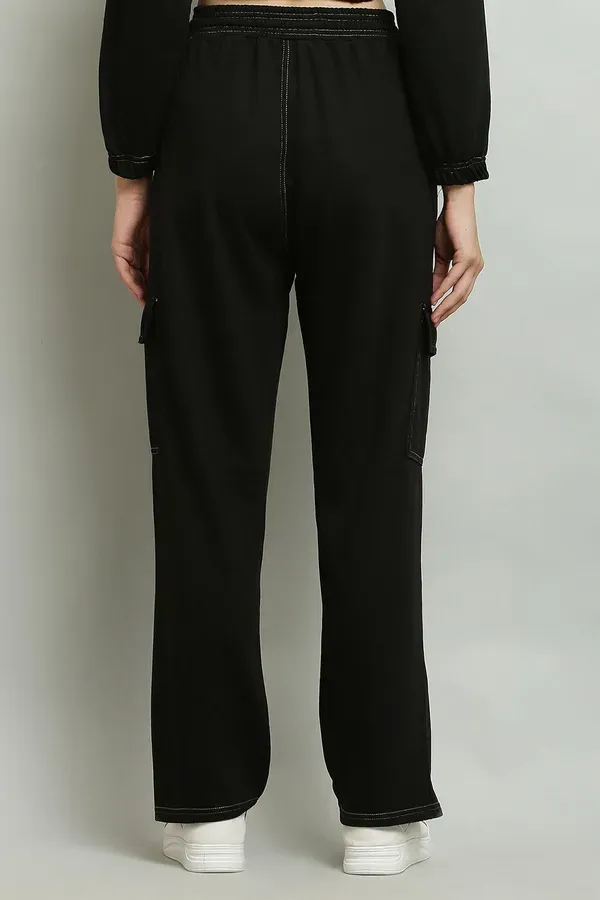 Black_Premium_Cotton_And_Polyester_Cargo_Pants_For_Women