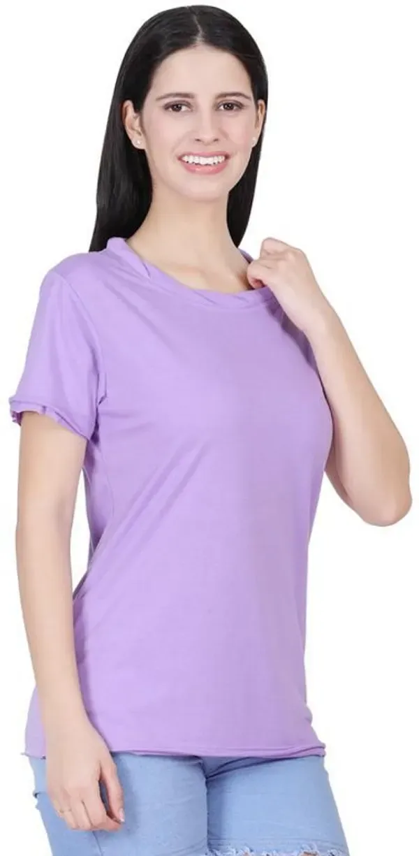 Purple_Premium_Cotton_And_Polyester_T-Shirt_For_Women