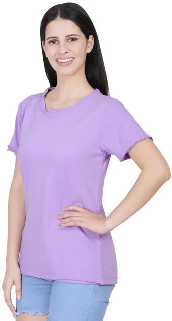 Purple_Premium_Cotton_And_Polyester_T-Shirt_For_Women