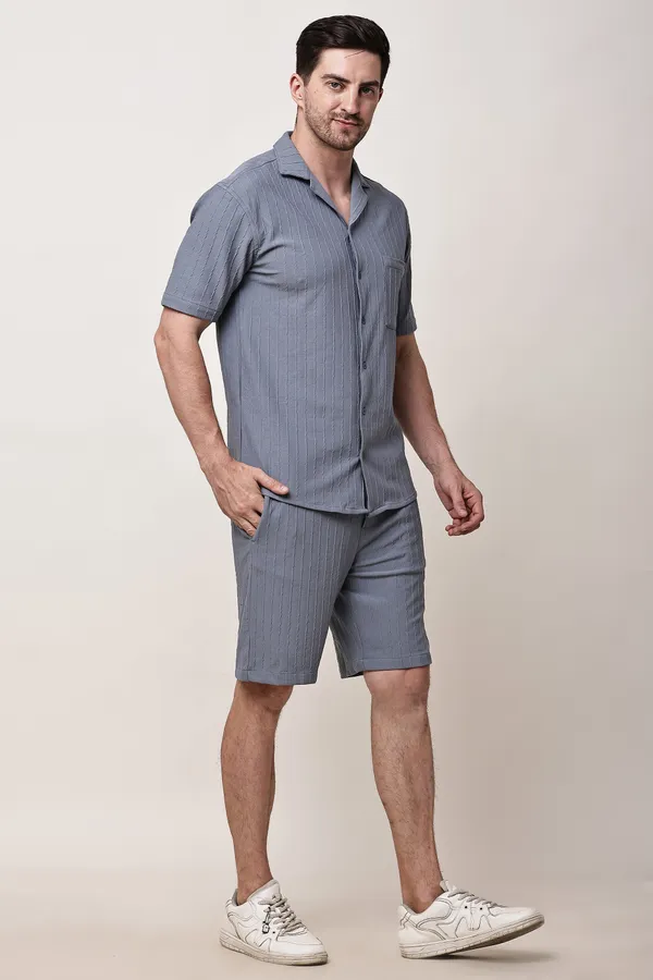 Grey_Premium_Texture_Polyester_Shirt_And_Shorts_Lounge_Set_For_Men