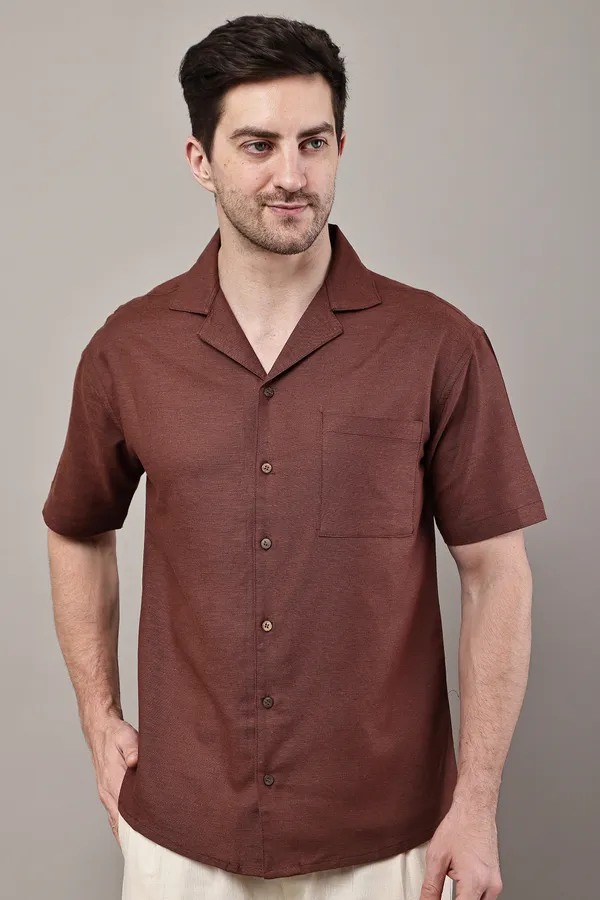 Brown_Premium_Linen_Camp_Collar_Shirt_For_Men