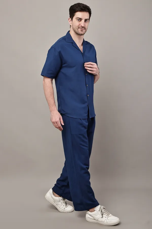 Navy_Blue_Premium_Linen_Shirt_And_Pant_Night_Suit_Set_For_Men