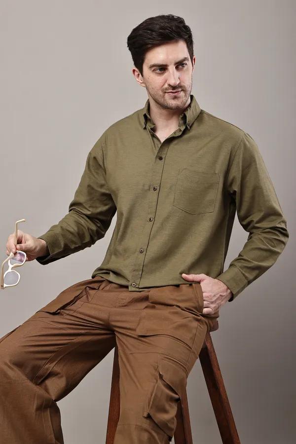 Olive_Green_Premium_Linen_Full_Sleeve_Shirt_For_Men