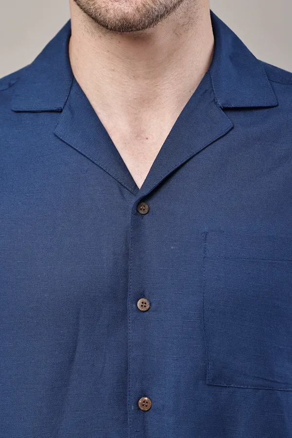 Navy_Blue_Premium_Linen_Shirt_And_Pant_Night_Suit_Set_For_Men