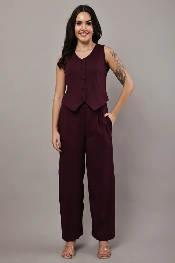 Maroon_Premium_Cotton_Twill_Vest_And_Palazzo_Set_For_Women