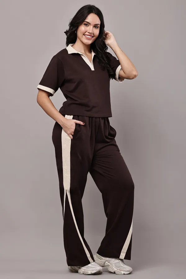 Brown_Contrast_Collar_Polo_Top_and_Wide_Leg_Pants_Co-ord_Set_for_Women