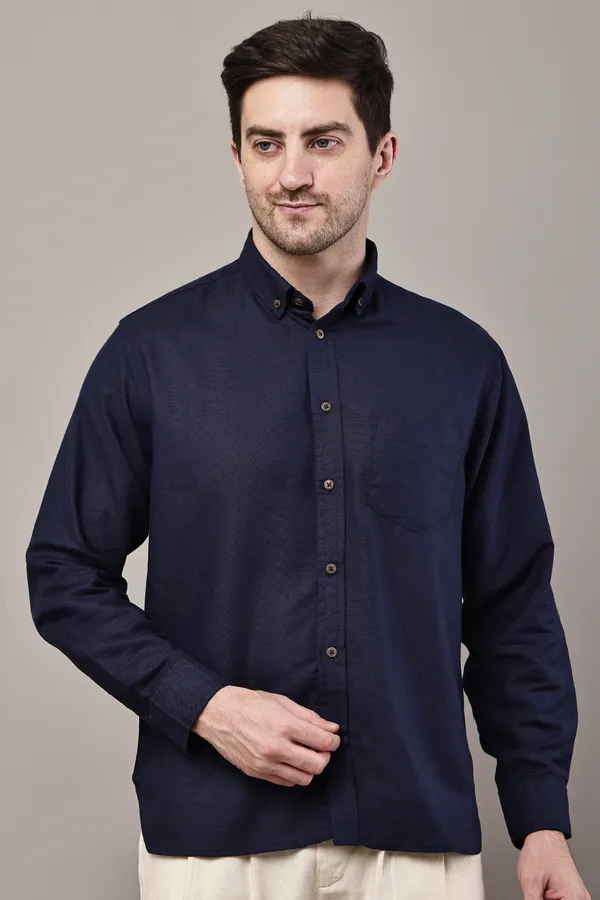 Navy_Blue_Premium_Linen_Button-Down_Shirt_For_Men